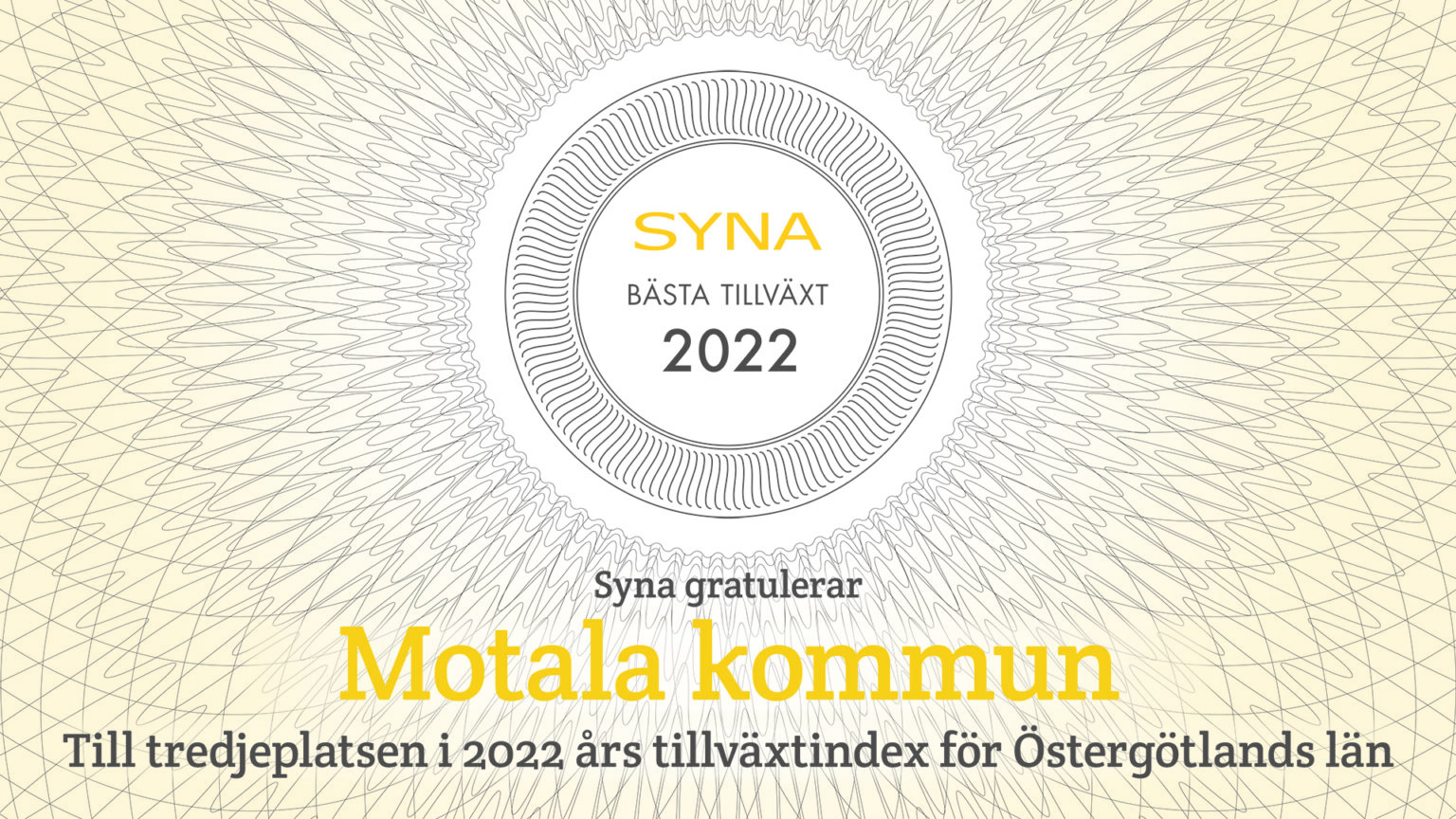 Syna gratulerar Motala kommun 3 Östergötlands län